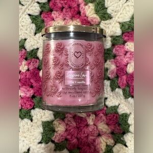 New With Tags Bath And Body Works INSPIRE LOVE Single Wick Candle Rose Vanilla